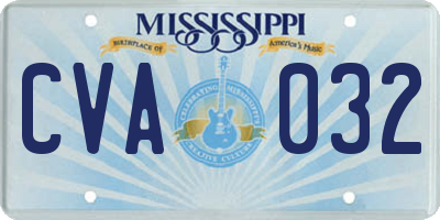 MS license plate CVA032