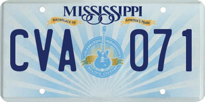 MS license plate CVA071