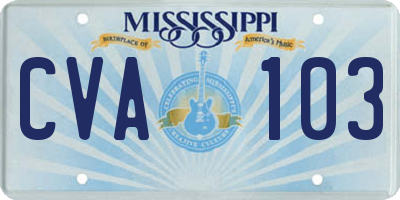MS license plate CVA103