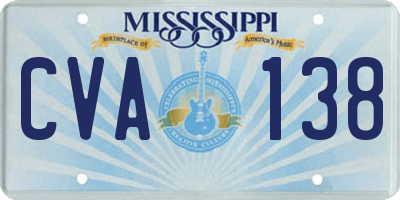 MS license plate CVA138
