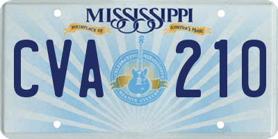 MS license plate CVA210