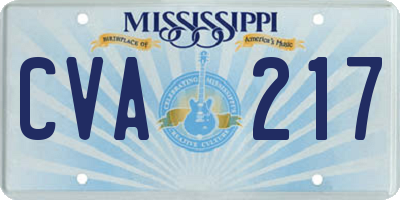MS license plate CVA217