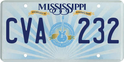 MS license plate CVA232