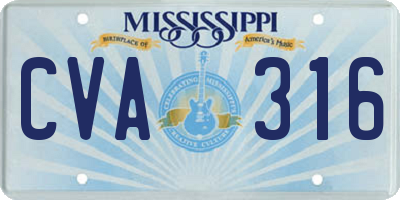 MS license plate CVA316