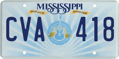 MS license plate CVA418