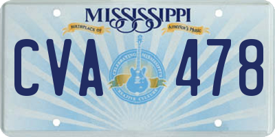 MS license plate CVA478