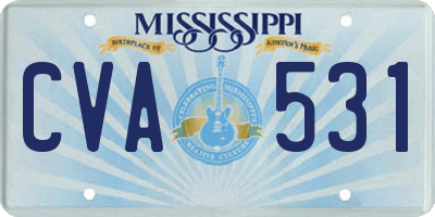MS license plate CVA531
