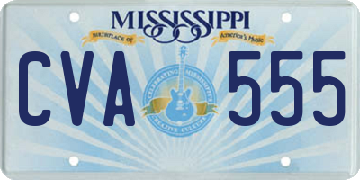 MS license plate CVA555