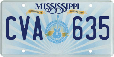 MS license plate CVA635