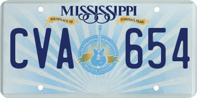 MS license plate CVA654