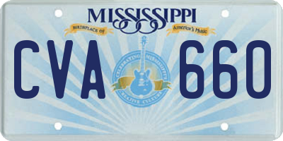 MS license plate CVA660