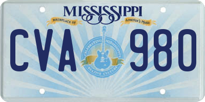 MS license plate CVA980