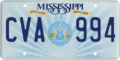 MS license plate CVA994