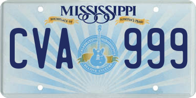 MS license plate CVA999