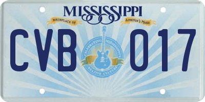 MS license plate CVB017