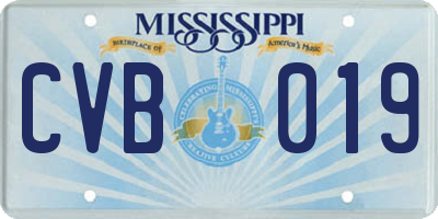 MS license plate CVB019