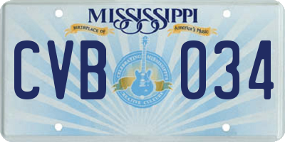 MS license plate CVB034