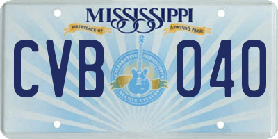 MS license plate CVB040