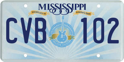 MS license plate CVB102