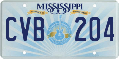MS license plate CVB204