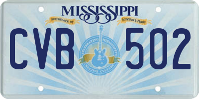 MS license plate CVB502