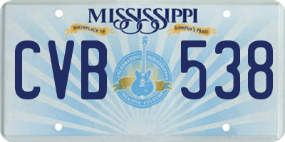 MS license plate CVB538