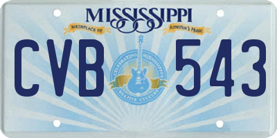 MS license plate CVB543