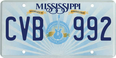 MS license plate CVB992