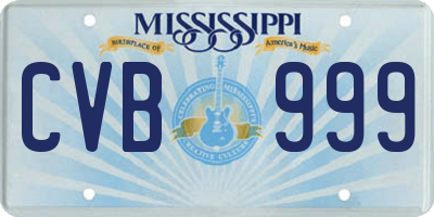 MS license plate CVB999