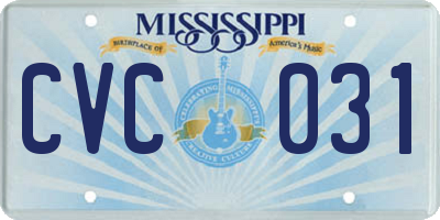 MS license plate CVC031