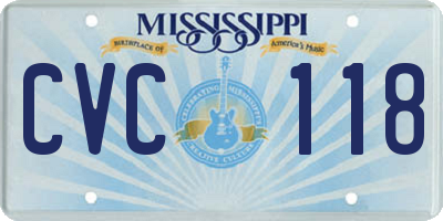 MS license plate CVC118