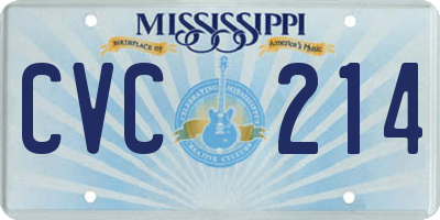 MS license plate CVC214