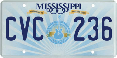 MS license plate CVC236