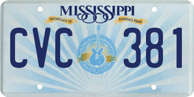 MS license plate CVC381