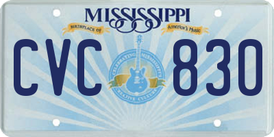 MS license plate CVC830