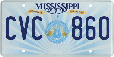 MS license plate CVC860