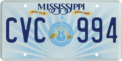 MS license plate CVC994