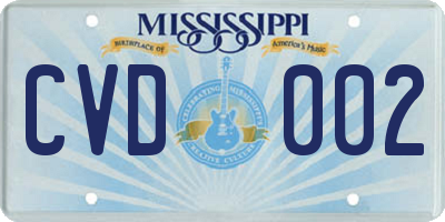 MS license plate CVD002