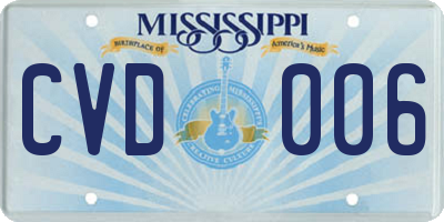 MS license plate CVD006