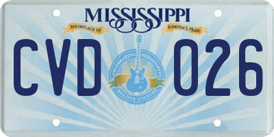 MS license plate CVD026