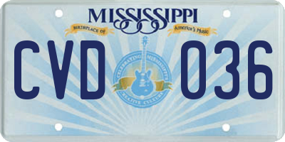 MS license plate CVD036