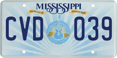 MS license plate CVD039