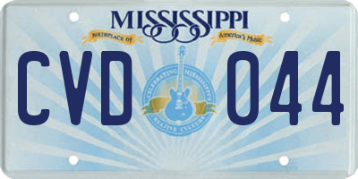 MS license plate CVD044