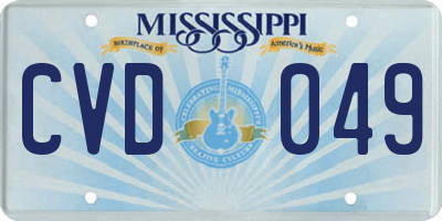 MS license plate CVD049