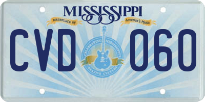 MS license plate CVD060
