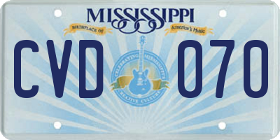 MS license plate CVD070