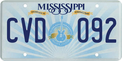 MS license plate CVD092