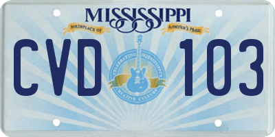 MS license plate CVD103
