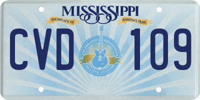 MS license plate CVD109
