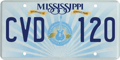 MS license plate CVD120